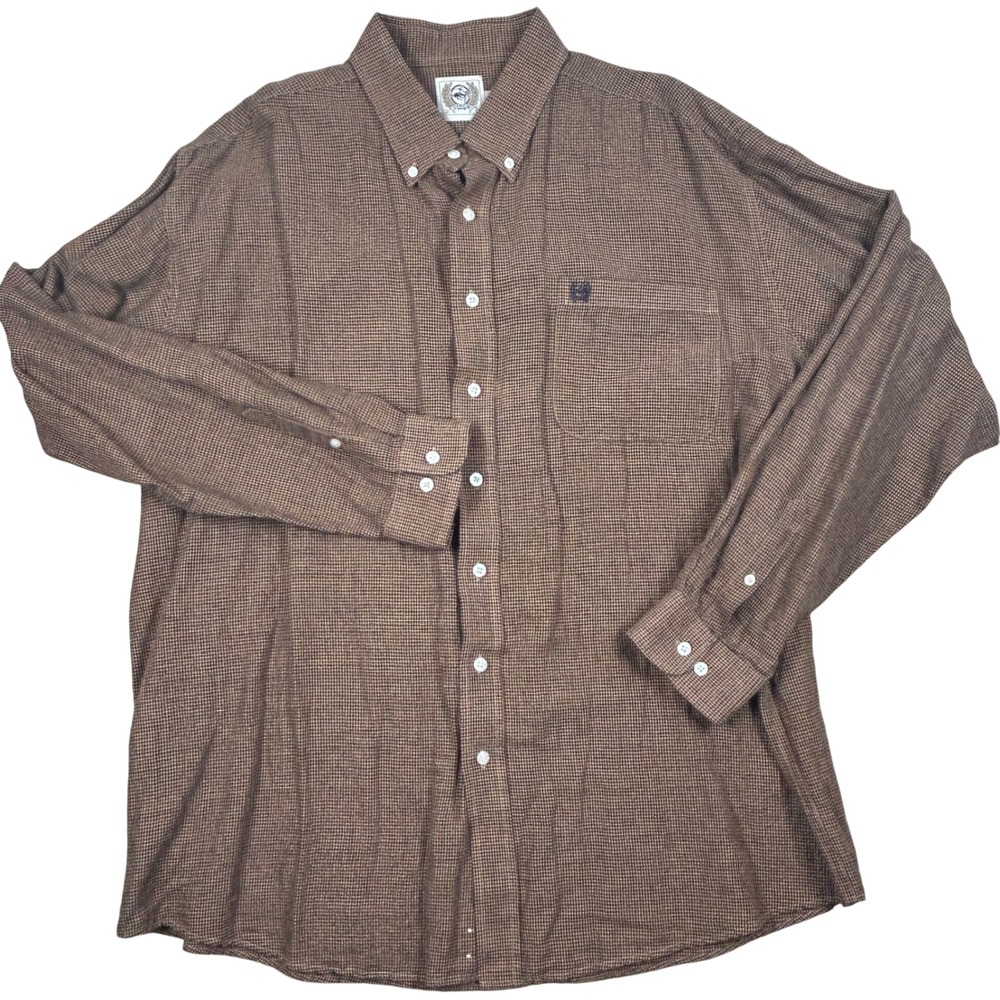 Cinch Button Down Shirt Mens XL Brown Linen Blend Western Cowboy Workwear